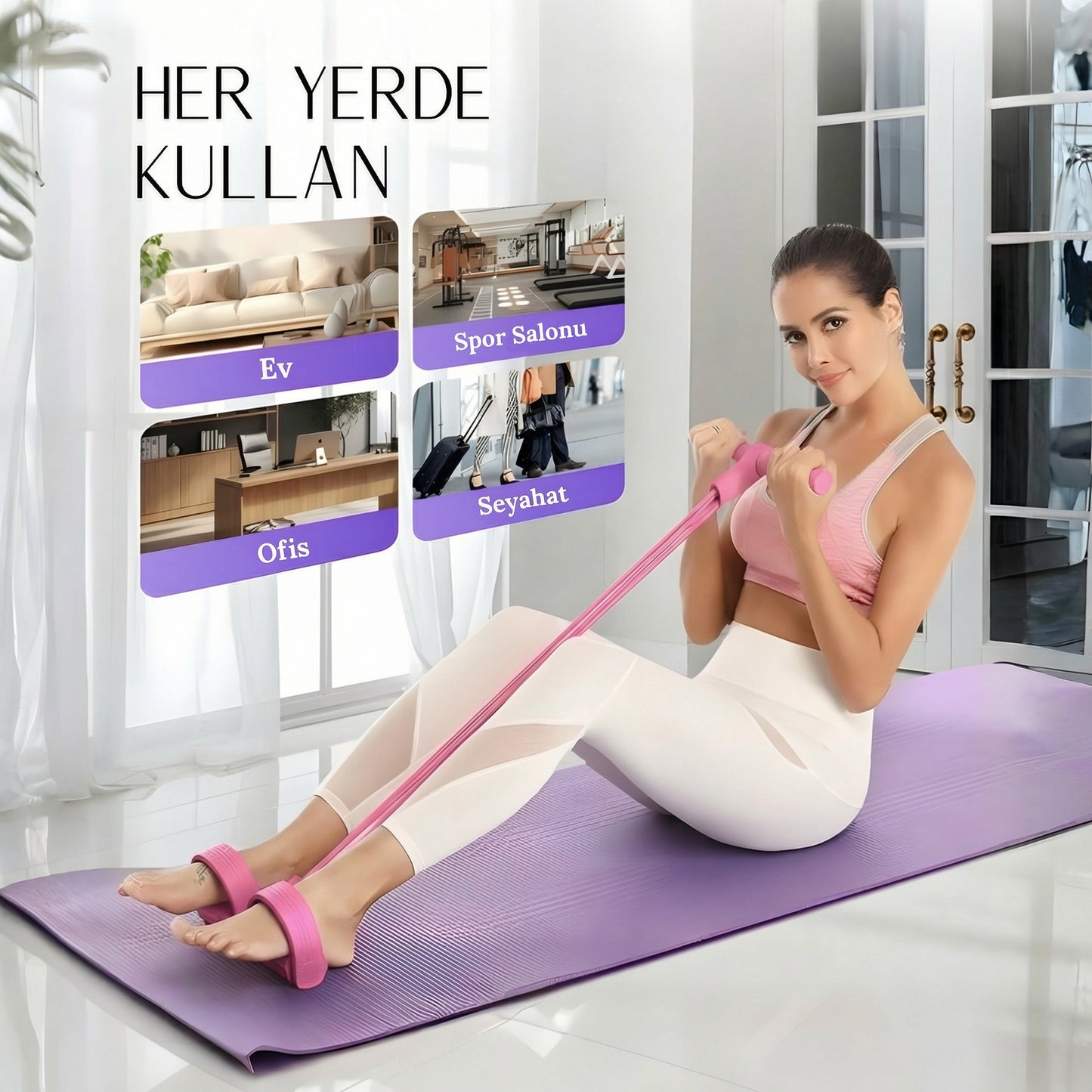 Flexspor Yağ Yakıcı Karın Egzersiz Seti ve Pilates Bandı